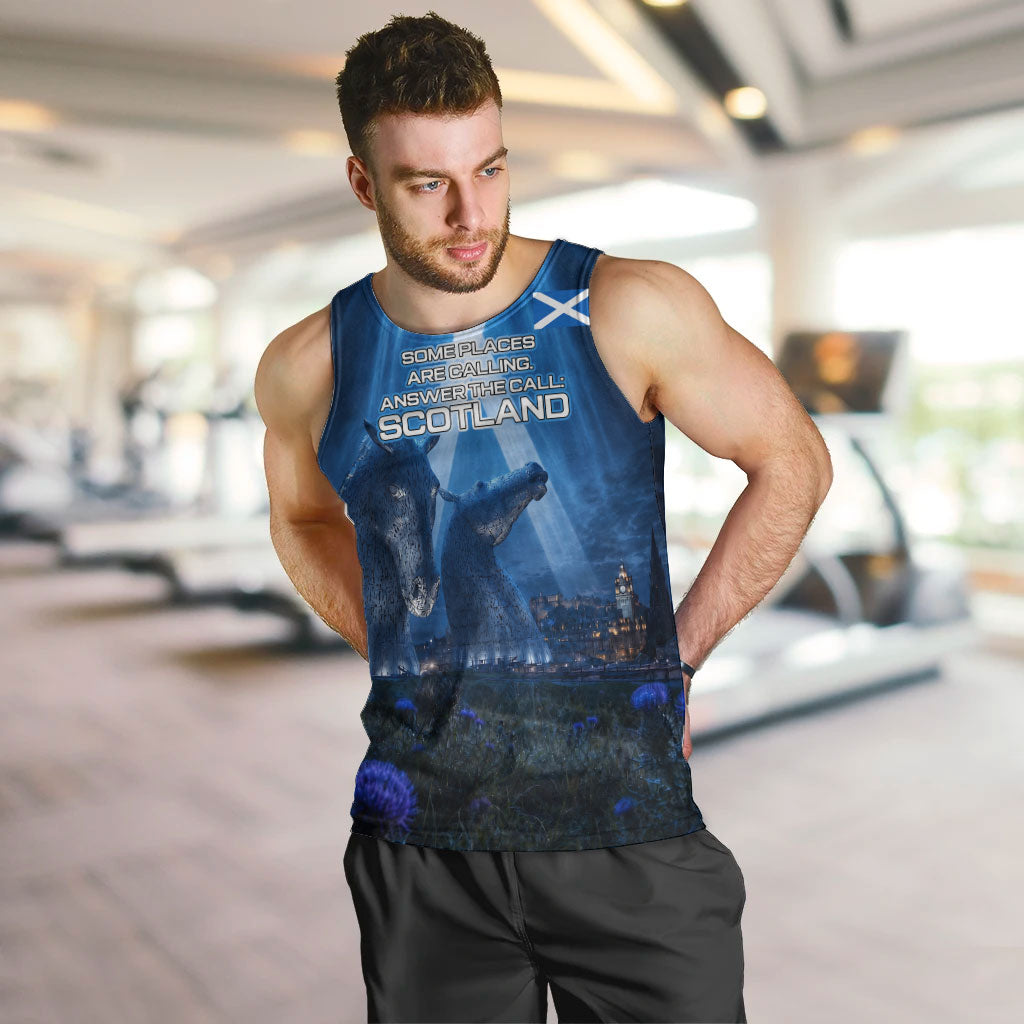 Scotland Kelpies And Unicorn UFO Men Tank Top Sci-Fi Alien Abduction And Magic Legends
