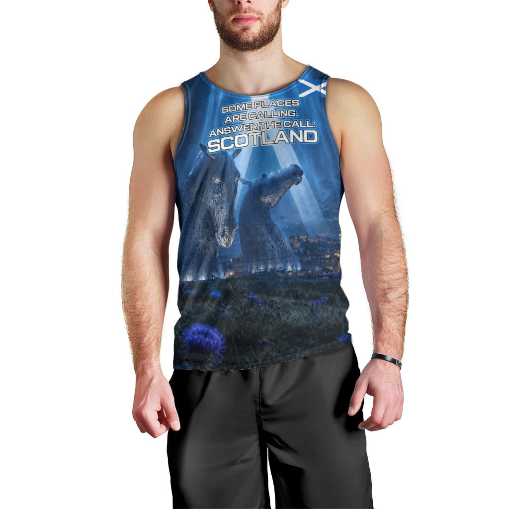 Scotland Kelpies And Unicorn UFO Men Tank Top Sci-Fi Alien Abduction And Magic Legends