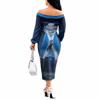 Scotland Kelpies And Unicorn UFO Off The Shoulder Long Sleeve Dress Sci-Fi Alien Abduction And Magic Legends
