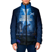 Scotland Kelpies And Unicorn UFO Padded Jacket Sci-Fi Alien Abduction And Magic Legends