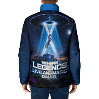 Scotland Kelpies And Unicorn UFO Padded Jacket Sci-Fi Alien Abduction And Magic Legends
