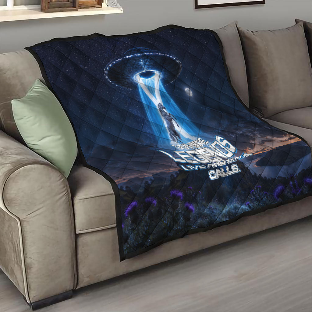 Scotland Kelpies And Unicorn UFO Quilt Sci-Fi Alien Abduction And Magic Legends
