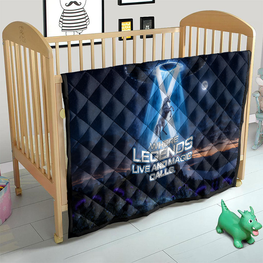 Scotland Kelpies And Unicorn UFO Quilt Sci-Fi Alien Abduction And Magic Legends