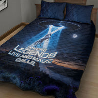 Scotland Kelpies And Unicorn UFO Quilt Bed Set Sci-Fi Alien Abduction And Magic Legends