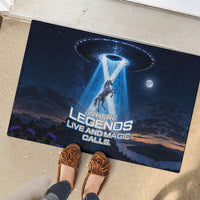 Scotland Kelpies And Unicorn UFO Rubber Doormat Sci-Fi Alien Abduction And Magic Legends