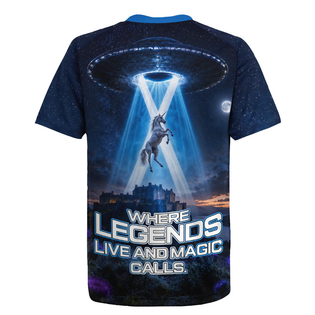 Scotland Kelpies And Unicorn UFO Rugby Jersey Sci-Fi Alien Abduction And Magic Legends