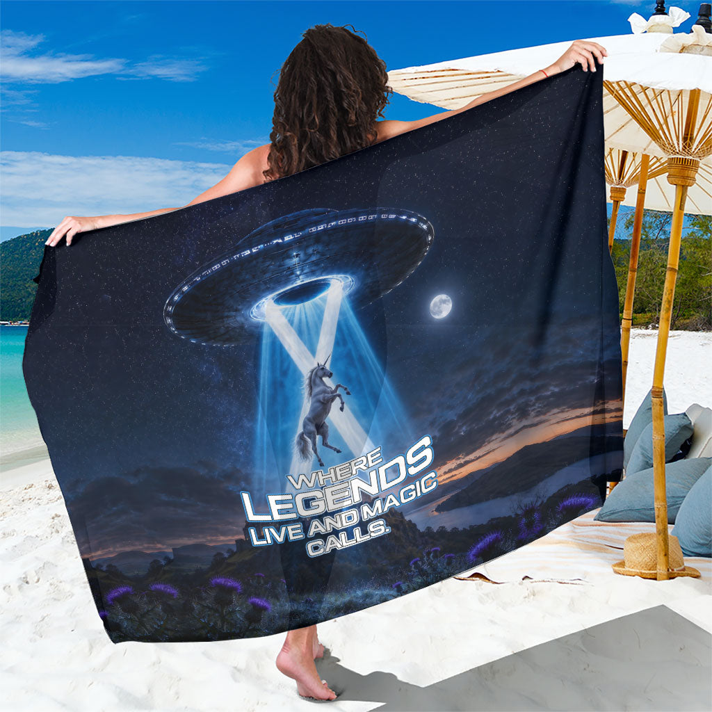 Scotland Kelpies And Unicorn UFO Sarong Sci-Fi Alien Abduction And Magic Legends