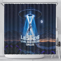 Scotland Kelpies And Unicorn UFO Shower Curtain Sci-Fi Alien Abduction And Magic Legends