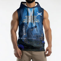 Scotland Kelpies And Unicorn UFO Sleeveless Hoodie Sci-Fi Alien Abduction And Magic Legends