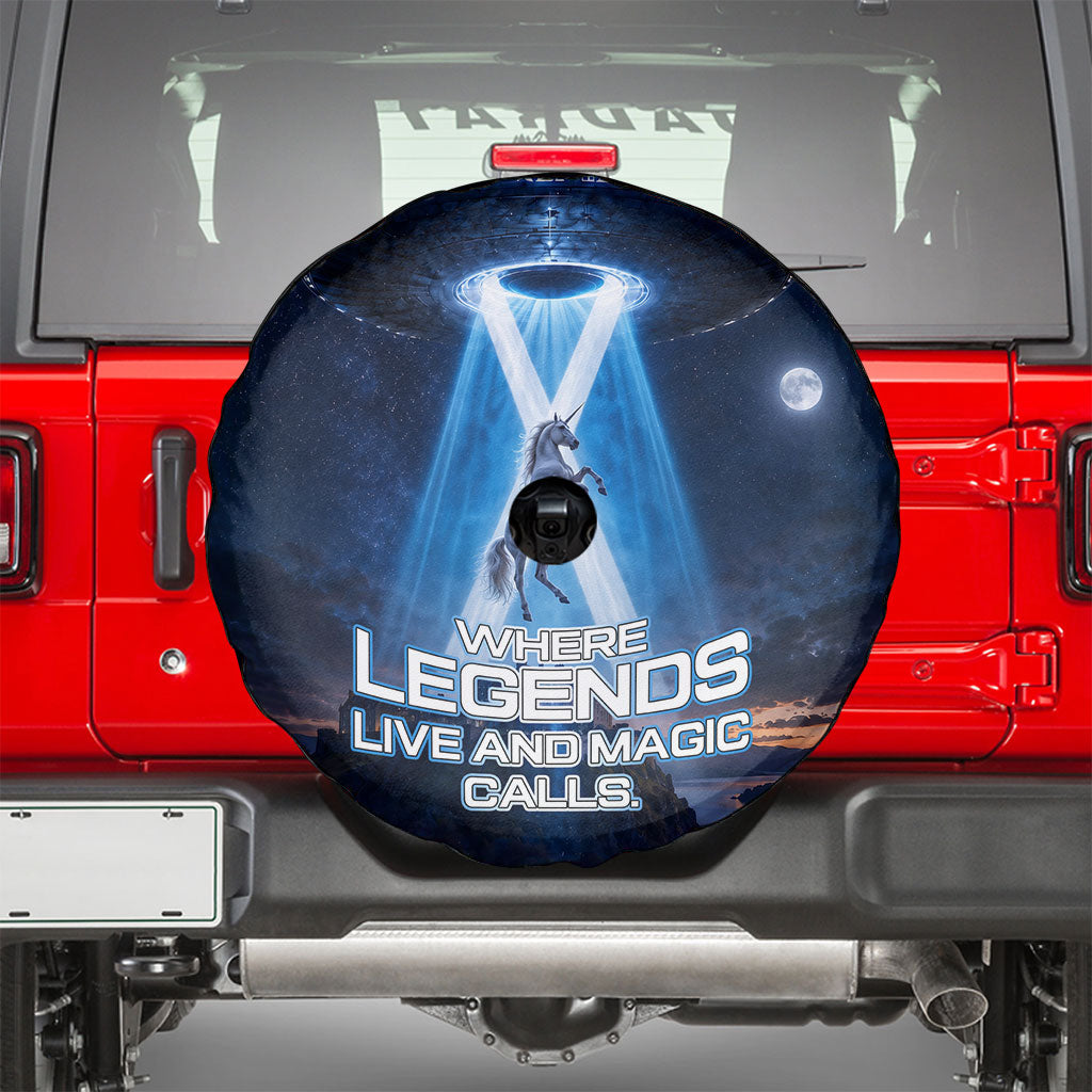 Scotland Kelpies And Unicorn UFO Spare Tire Cover Sci-Fi Alien Abduction And Magic Legends