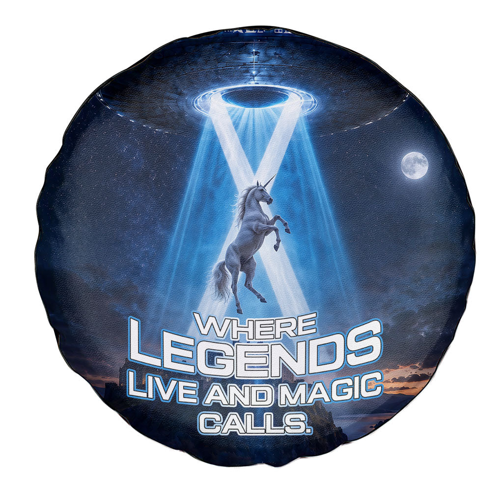 Scotland Kelpies And Unicorn UFO Spare Tire Cover Sci-Fi Alien Abduction And Magic Legends