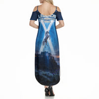 Scotland Kelpies And Unicorn UFO Summer Maxi Dress Sci-Fi Alien Abduction And Magic Legends