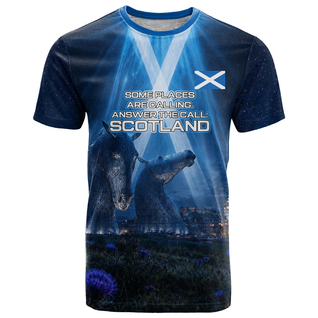 Scotland Kelpies And Unicorn UFO T Shirt Sci-Fi Alien Abduction And Magic Legends