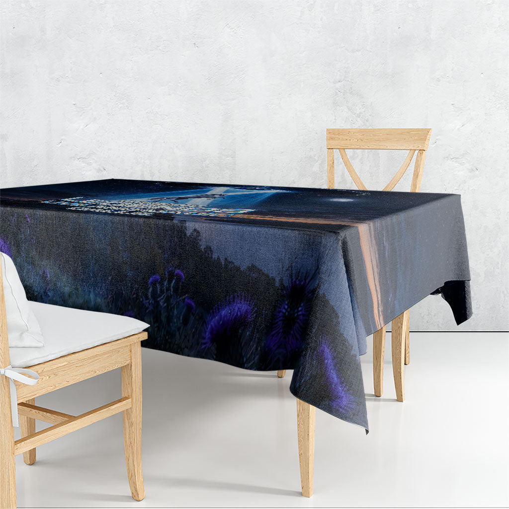 Scotland Kelpies And Unicorn UFO Tablecloth Sci-Fi Alien Abduction And Magic Legends