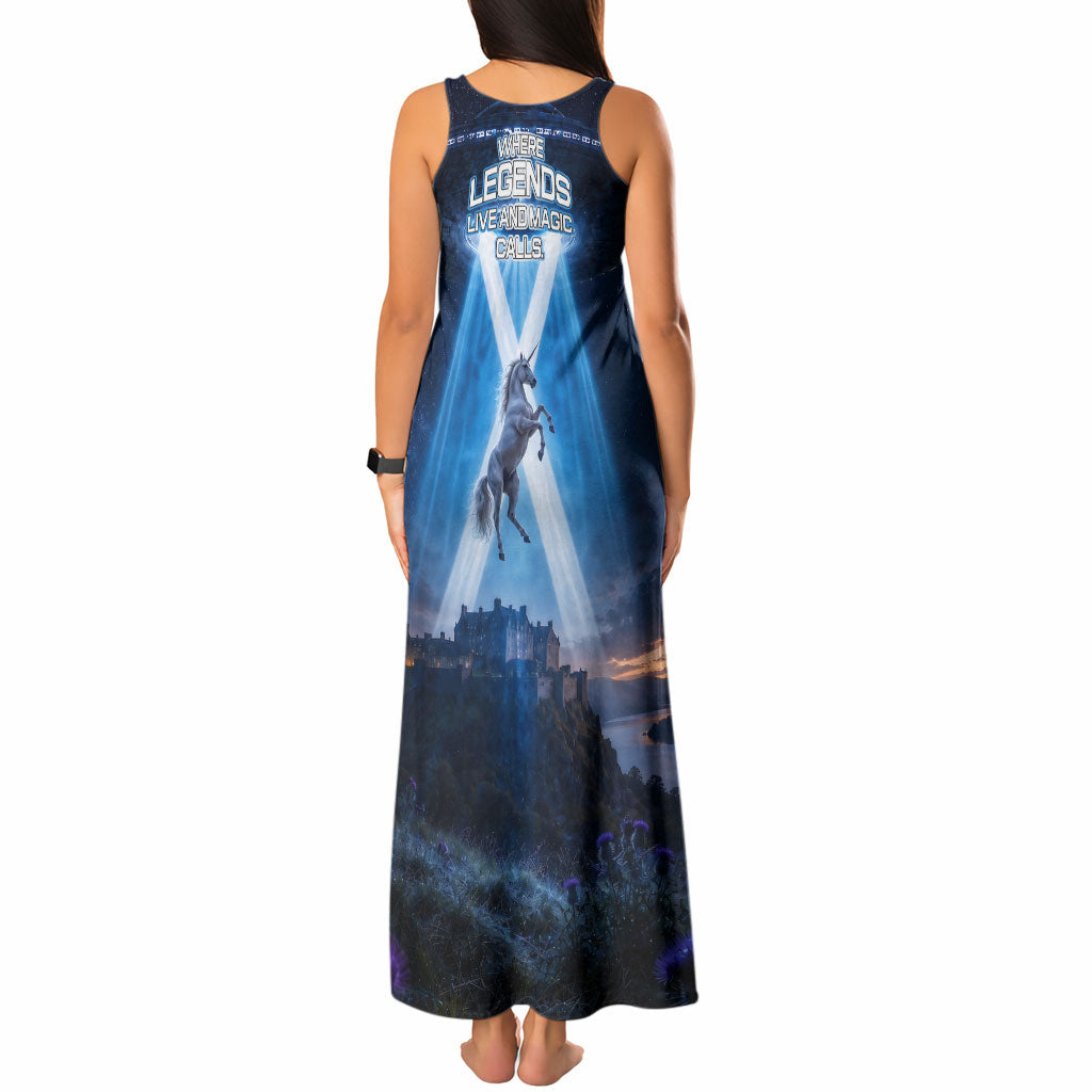 Scotland Kelpies And Unicorn UFO Tank Maxi Dress Sci-Fi Alien Abduction And Magic Legends