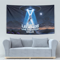 Scotland Kelpies And Unicorn UFO Tapestry Sci-Fi Alien Abduction And Magic Legends