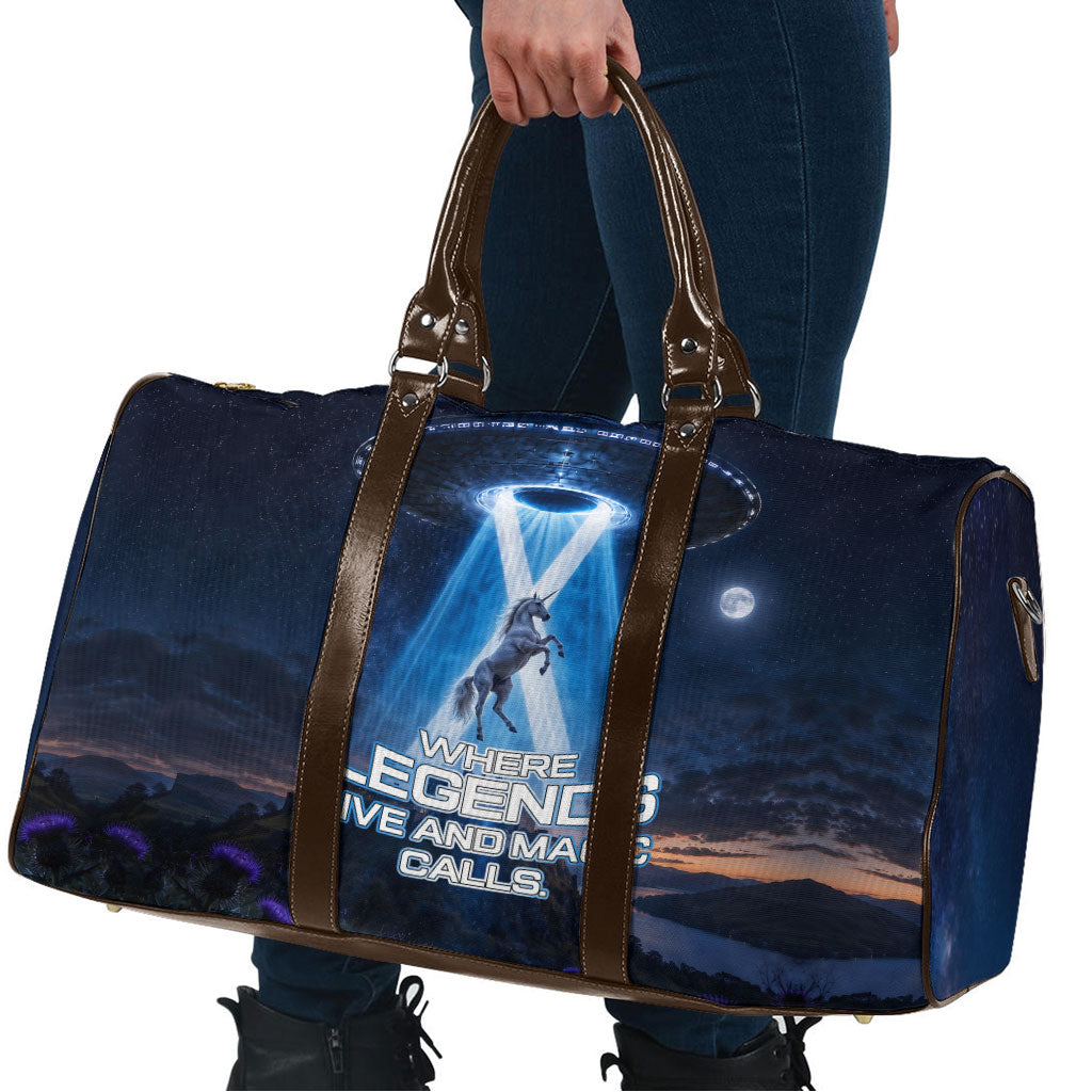 Scotland Kelpies And Unicorn UFO Travel Bag Sci-Fi Alien Abduction And Magic Legends