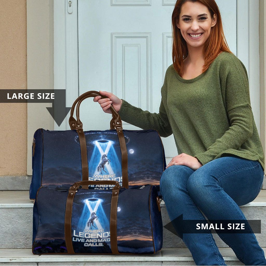 Scotland Kelpies And Unicorn UFO Travel Bag Sci-Fi Alien Abduction And Magic Legends