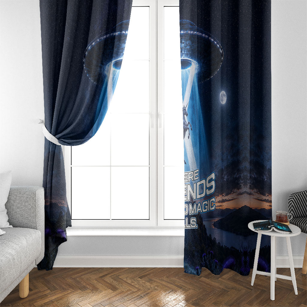 Scotland Kelpies And Unicorn UFO Window Curtain Sci-Fi Alien Abduction And Magic Legends