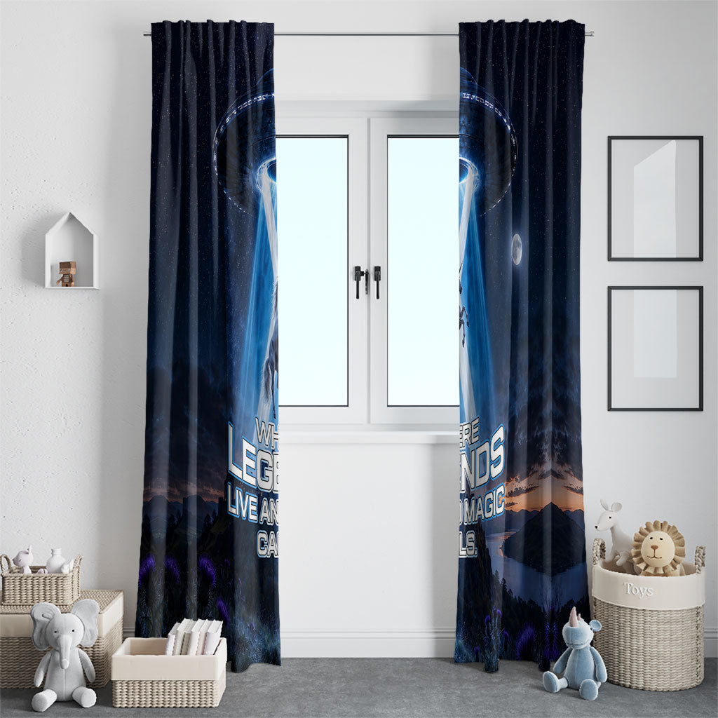 Scotland Kelpies And Unicorn UFO Window Curtain Sci-Fi Alien Abduction And Magic Legends