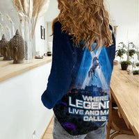 Scotland Kelpies And Unicorn UFO Women Casual Shirt Sci-Fi Alien Abduction And Magic Legends
