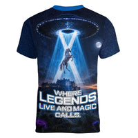 Scotland Kelpies And Unicorn UFO Women V-Neck T-Shirt Sci-Fi Alien Abduction And Magic Legends