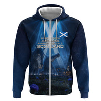 Scotland Kelpies And Unicorn UFO Zip Hoodie Sci-Fi Alien Abduction And Magic Legends