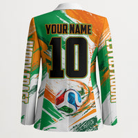 Personalized Ivory Coast Football Blazer Elephant Football Splatter Art