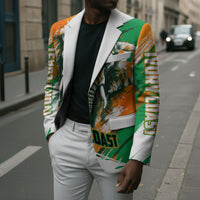 Personalized Ivory Coast Football Blazer Elephant Football Splatter Art