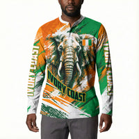 Personalized Ivory Coast Football Button Sweatshirt Elephant Football Splatter Art