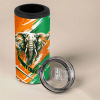 Personalized Ivory Coast Football 4 in 1 Can Cooler Tumbler Elephant Football Splatter Art