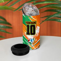 Personalized Ivory Coast Football 4 in 1 Can Cooler Tumbler Elephant Football Splatter Art