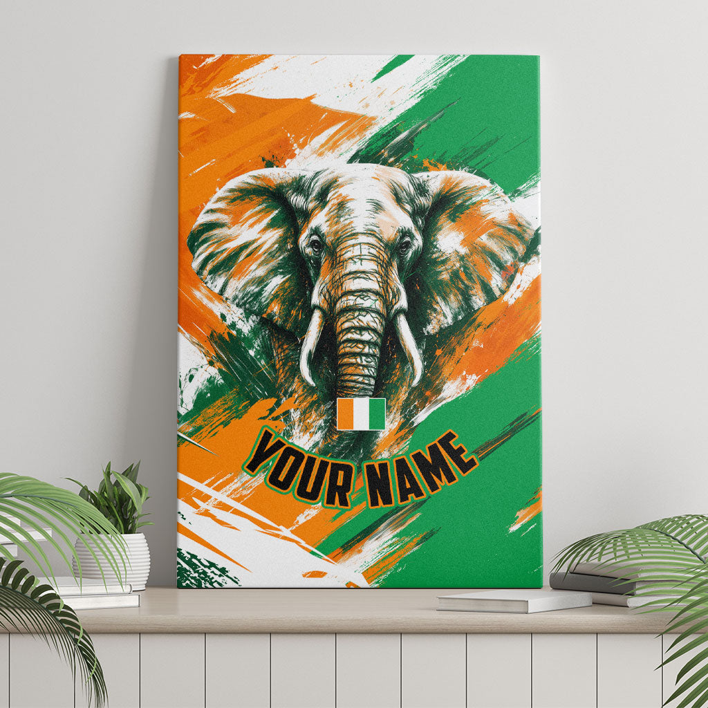 Personalized Ivory Coast Football Canvas Wall Art Elephant Football Splatter Art