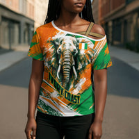 Personalized Ivory Coast Football Cross Shoulder Shirt Elephant Football Splatter Art