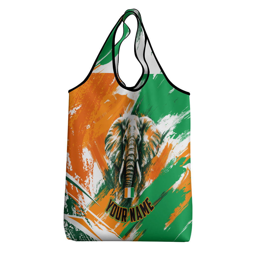 Personalized Ivory Coast Football Grocery Bag Elephant Football Splatter Art