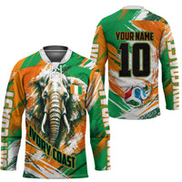 Personalized Ivory Coast Football Hockey Jersey Elephant Football Splatter Art