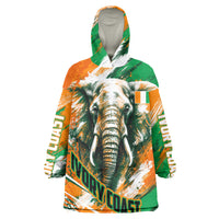 Personalized Ivory Coast Football Kid Wearable Blanket Hoodie Elephant Football Splatter Art