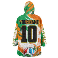 Personalized Ivory Coast Football Kid Wearable Blanket Hoodie Elephant Football Splatter Art