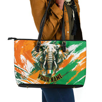 Personalized Ivory Coast Football Leather Tote Bag Elephant Football Splatter Art