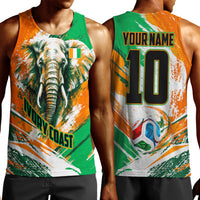Personalized Ivory Coast Football Men Tank Top Elephant Football Splatter Art