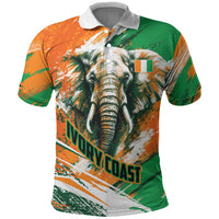 Personalized Ivory Coast Football Polo Shirt Elephant Football Splatter Art