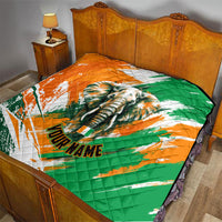 Personalized Ivory Coast Football Quilt Elephant Football Splatter Art