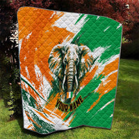 Personalized Ivory Coast Football Quilt Elephant Football Splatter Art