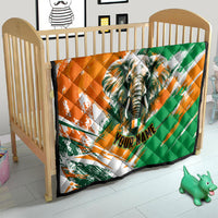 Personalized Ivory Coast Football Quilt Elephant Football Splatter Art