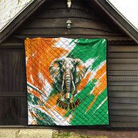 Personalized Ivory Coast Football Quilt Elephant Football Splatter Art