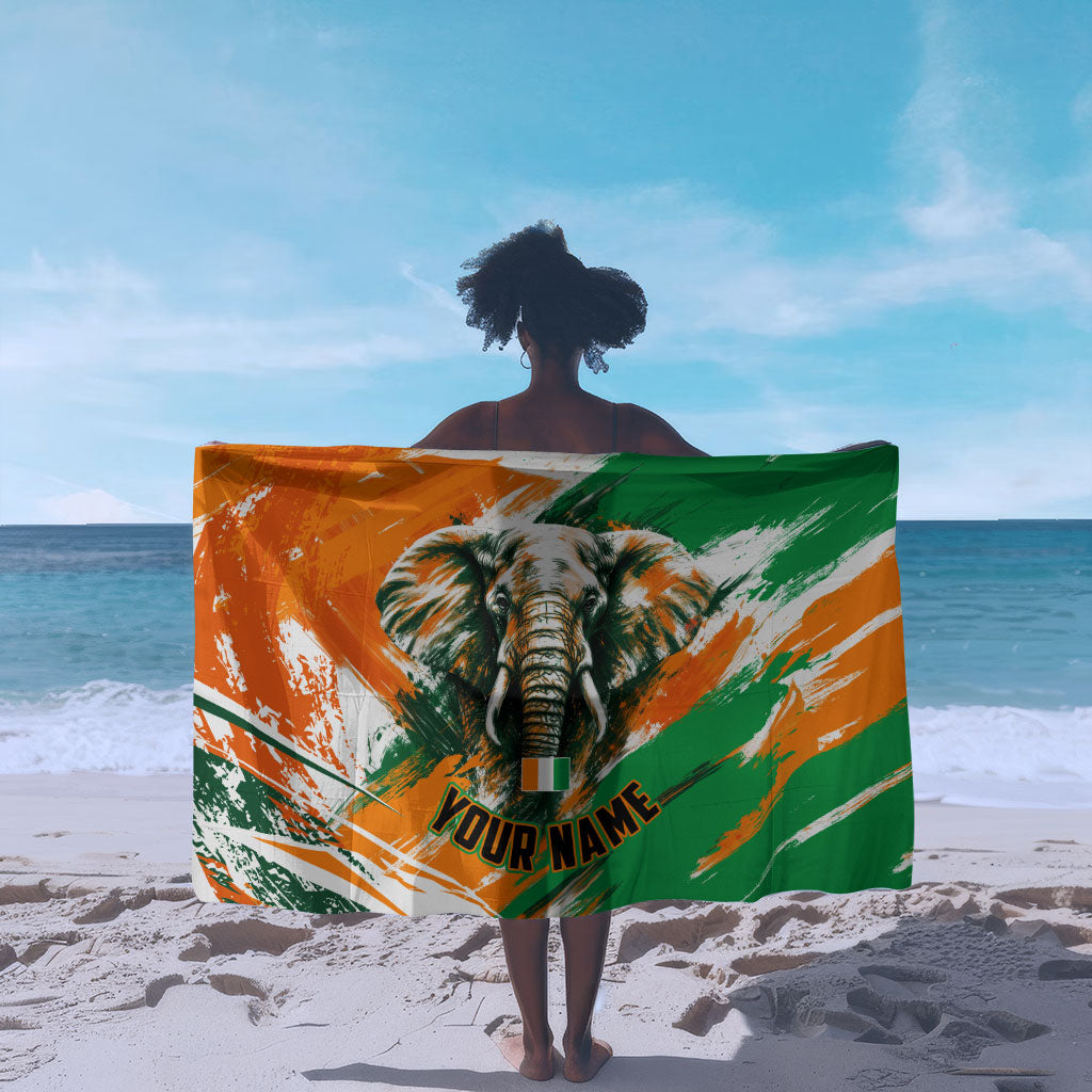 Personalized Ivory Coast Football Sarong Elephant Football Splatter Art