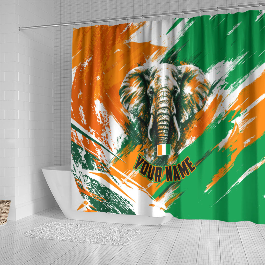 Personalized Ivory Coast Football Shower Curtain Elephant Football Splatter Art