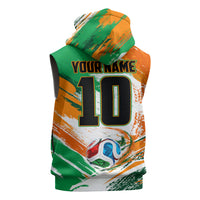 Personalized Ivory Coast Football Sleeveless Hoodie Elephant Football Splatter Art