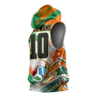 Personalized Ivory Coast Football Sleeveless Hoodie Elephant Football Splatter Art