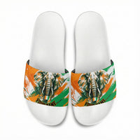 Personalized Ivory Coast Football Slide Sandals Elephant Football Splatter Art